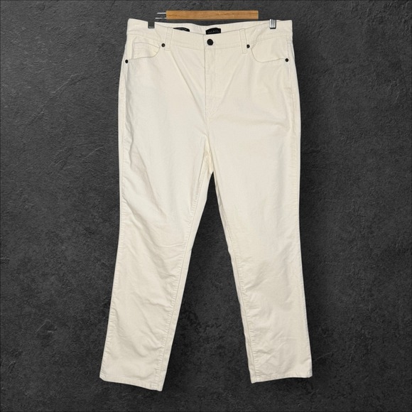 Talbots Women's Corduroy Pants 14 Petite Straight Leg Cream Stretch 14P - Picture 1 of 5